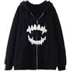 Cexiakong Felpa da donna Skeleton Zip Up Hoodies Rhinestone Graphic Oversized Pullover Goth Jacket Zip Skeleton Print Felpa a maniche lunghe Y2K E Girl Maglione per il tempo libero Gothic Carnevale