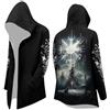 Generisch Giacca con cappuccio da uomo in stile vichingo nordico - Cappotto con grande stampa lupo e nodo celtico | Giacca asimmetrica per gli appassionati della mitologia Retro Cardigan con cappuccio