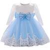 Generisch Bambino neonato increspature manica lunga pizzo Bowknot abiti floreali cerimonia nuziale principessa abito