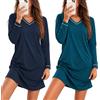 Marvmys Camicia da Notte Donna Scollo a V Maniche Lunghe Casual Loungewear 2 Pezzi