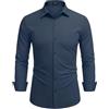 COOFANDY Camicia da uomo a maniche lunghe, elasticizzata, vestibilità regolare, tinta unita, facile da stirare, per il lavoro e il tempo libero