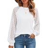 Zeagoo Camicetta da donna a maniche lunghe, elegante tunica in pizzo, scollo rotondo, maniche raglan waffle, camicetta pullover sottile
