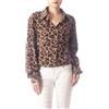 iB-iP Donna Camicia Leopardata Opaca Bottoni Manica Lunga Casual