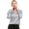 LilySilk Camicia da donna in seta con colletto alto, a maniche lunghe, semplice da donna, per lavoro o tempo libero