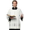 ANDHOM Catholic Premium Clergy Vestment Set Elegante Bianco Surplice con dettagli in pizzo plissettato