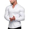 Generic Camicia sportiva da uomo, vestibilità aderente, in tessuto elasticizzato, collo alto e maniche lunghe, ideale per la palestra e le attività all'aria aperta