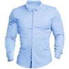 Generic Camicia sportiva da uomo, vestibilità aderente, in tessuto elasticizzato, collo alto e maniche lunghe, ideale per la palestra e le attività all'aria aperta