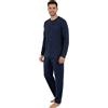 Viterbo Biancheria Pigiama Uomo Calibrato Caldo Cotone Interlock LMW00282 Manica Lunga 3XL 4XL 5XL Autunno Inverno (Navy, 4XL)