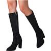 Kobilee Stivali Invernali Donna Sexy Curvy Pelle Western Boots Sopra il Ginocchio Morbidi Vintage Stivaletti Stivali Cowboy con Tacco Larghi Camoscio Anfibi Stivali Alti Elasticizzati Caldo