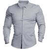 Generic Camicia sportiva da uomo, vestibilità aderente, in tessuto elasticizzato, collo alto e maniche lunghe, ideale per la palestra e le attività all'aria aperta