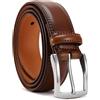 YOORAN Cintura da uomo, in pelle, larghezza 33 mm, adatta per jeans e tute, lunghezza accorciabile