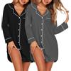 Ekouaer Set da 2 Camicia da Notte Donna Invernale Maniche Lunghe Scollo a V | camicia da notte parto ospedale, allattamento, con bottoni frontali, leggera, morbida e traspirante, vestibilità ampia