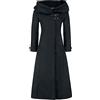 Gothicana by EMP Donna Cappotto lungo nero in lana con ampio cappuccio
