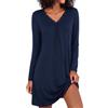 Demegimi Camicia da Notte Donna Cotone a Maniche Lunghe Camicia da Notte Collo a V in Pizzo Morbida e Confortevole