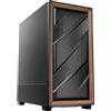 Case PC mid tower con frontale in legno naturale e vetro temperato FLUX-SE-ATX