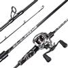Sougayilang DC Baitcasting Mulinello e Canna Combo, 7.2:1 Baitcaster ad alta velocità con freno di controllo digitale, resistenza massima 8,4 kg, 4+1 cuscinetti a sfera, bobina in alluminio