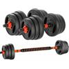 StrongPower Set di manubri regolabili con barra connettore, convertire in bilanciere, pesi liberi per allenamento di forza in palestra a casa