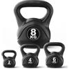 Huracan Set di 4 kettlebell da 2/4/6/8 kg, con rivestimento in PE e imbottitura in ferro-sabbia e cemento, manubri fitness per allenamento di forza, allenamento per tutto il corpo, allenamento in casa