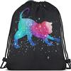 Generic Zaino con Coulisse Unisex Cat Stars Colorful Polyester Soft Borsa con | coulisse Festa 36x42cm Sport String Zaino Confortevole Sackpack Cinch per Regalo sport Adulti
