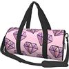 DJNGN Borsa da viaggio rotonda Borsa da palestra con motivo diamante rosa per uomo Borsa sportiva da donna