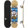 Enuff Lucky Cat, skateboard completo, tavola in acero a 7 strati e componenti premium: camion Decade Pro, ruote XX da 53 mm, cuscinetti ABEC-9, nastro antiscivolo con teschio