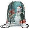 Generic Gym Sacco Snowman Bike Flower Rose Merry Christmas Sportiva Sacche sport | 36x42cm Sackpack Cinch Moda Sacca Zaino Sportivo per Adulti Palestra Regalo