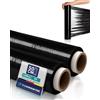 Inoverse Pellicola elastica nera, 50 cm, 2 rotoli, rotolo di pellicola | Rotolo di pellicola per pallet, 1,5 kg, per avvolgere e fissare, per mobili e traslochi, stoccaggio, trasporto