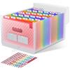 ThinkTex 26 Tasche Raccoglitore Documenti Espandibile, A4 Cartellina Porta Documenti, Organizzatore Portadocumenti Da Scrivania, Multicolore Fisarmonica Faldoni per Ufficio Scuola Casa - Rosa