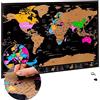 Atlas & Green Mappa del Mondo da Grattare A3 | Mappamondo da Parete Formato Viaggio 42 x 29.7 cm e Accessori