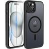TQIAHF Cover Custodia Magnetica per iPhone 15, Nero | 2 Pellicola Vetro Temperato Protezione Schermo Compatibile con Magsafe Militare Antiurto Sottile Opaca Telefono Case