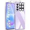 Qasyfanc Cover for Samsung Galaxy A57 5G with 2 Tempered Glass Trasparente | con 2 Protezione Fotocamera Anti-Graffio Antiurto in PC Retro HD Chiaro Custodia Case