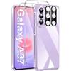Qasyfanc Cover for Samsung Galaxy A37 5G with 2 Tempered Glass Trasparente | con 2 Protezione Fotocamera Anti-Graffio Antiurto in PC Retro HD Chiaro Custodia Case