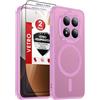 LeYi Cover Magnetica per Redmi 15 Pro 5G(Non 4G) con Vetro Temperato(Rosa) | Custodia per Xiaomi Redmi 15Pro 5G Traslucida Opaca Anti-Impronte Resistente Antigraffi TPU Antiurto Protettiva Case