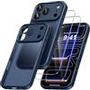 Qasyfanc Hybrid Cover for iPhone 18 Pro/iPhone 17 Pro with 2 Tempered Glass | Blu Camera Protection Anti-Yellowing Slim Shockproof Hard Back Cover Case