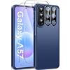 Qasyfanc Hybrid Cover for Samsung Galaxy A57 5G with 2 Tempered Glass Blu | con 2 Protezione Fotocamera Anti-Graffio Antiurto in PC Retro HD Chiaro Custodia Case