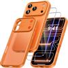 Qasyfanc Hybrid Cover for iPhone 18 Pro/iPhone 17 Pro with 2 Tempered Glass | Arancione Camera Protection Anti-Yellowing Slim Shockproof Hard Back Cover Case