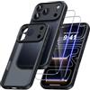 Qasyfanc Hybrid Cover for iPhone 18 Pro/iPhone 17 Pro with 2 Tempered Glass | Nero Camera Protection Anti-Yellowing Slim Shockproof Hard Back Cover Case