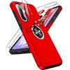 LeYi Cover per Samsung A37 5G con 2 Vetri Temperati Protezione, Rosso | Custodia TPU+PC Silicone Bumper Case con Anello di Supporto a 360° Girevole° Militare Antiscivolo per Samsung A37/A 37