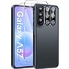 Qasyfanc Hybrid Cover for Samsung Galaxy A57 5G with 2 Tempered Glass Nero | con 2 Protezione Fotocamera Anti-Graffio Antiurto in PC Retro HD Chiaro Custodia Case