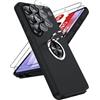 LeYi Cover per Samsung S26 Ultra 5G con 2 Pezzi Vetro Temperato, Nero | Custodia Cellulare Protezione Caduta Militare con Anello Girevole 360° TPU Silicone Bumper Case per Galaxy S26 Ultra 5G
