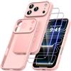 Qasyfanc Hybrid Cover for iPhone 18 Pro/iPhone 17 Pro with 2 Tempered Glass | Rosa Camera Protection Anti-Yellowing Slim Shockproof Hard Back Cover Case