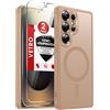 LeYi Cover Magnetica per Samsung S25 Ultra con Vetro Temperato(Marrone) | Custodia Galaxy per s25Ultra 5G Traslucida Opaca Anti-Impronte Resistente Antigraffi TPU Bumper Antiurto Protettiva Case
