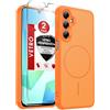 LeYi Cover Magnetica per Samsung A16 5G con 2 Vetro Temperato(Arancione) | Custodia per Galaxy A 16 Protezione Fotocamera Anti-Impronte Resistente Antigraffi TPU Bumper Antiurto Protettiva Case