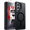 LeYi Cover Magnetica per Samsung S26 Ultra 5G con 2 x Vetro Temperato(Nero) | Custodia per Samsung S26Ultra Traslucida Opaca Anti-Impronte Resistente ai Graffi Paraurti in TPU Antiurto Protettiva Case