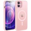 TQIAHF Cover Custodia Magnetica per iPhone 12 / iPhone 12 PRO, Rosa | 2 Pellicola Vetro Temperato Protezione Schermo Compatibile con Magsafe Militare Antiurto Sottile Opaca Telefono Case