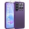 Qasyfanc Hybrid Cover for Samsung Galaxy A57 5G with 2 Tempered Glass Viola | con 2 Protezione Fotocamera Anti-Graffio Antiurto in PC Retro HD Chiaro Custodia Case