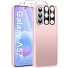 Qasyfanc Hybrid Cover for Samsung Galaxy A57 5G with 2 Tempered Glass Rosa | con 2 Protezione Fotocamera Anti-Graffio Antiurto in PC Retro HD Chiaro Custodia Case