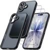 Qasyfanc Hybrid Cover for iPhone 17 with 2 Tempered Glass | Nero Camera Protection Anti-Yellowing Slim Shockproof Hard Back Cover Case