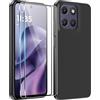 Rojeuinn cover per Motorola Moto G17/G17 Prower/G15 4G + 2 pezzo Vetro Temperato, Proteggi schermo ultra trasparente con durezza 9H, custodia protettiva morbida anticaduta e antipolvere -Nero