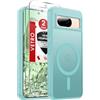 LeYi Cover Magnetica per Google Pixel 8 con 2 Vetro Temperato(Verde chiaro) | Custodia per Pixel 8 (Non 8Pro)Traslucida Opaca Anti-Impronte Resistente ai Graffi Paraurti in TPU Antiurto Protettiva Case